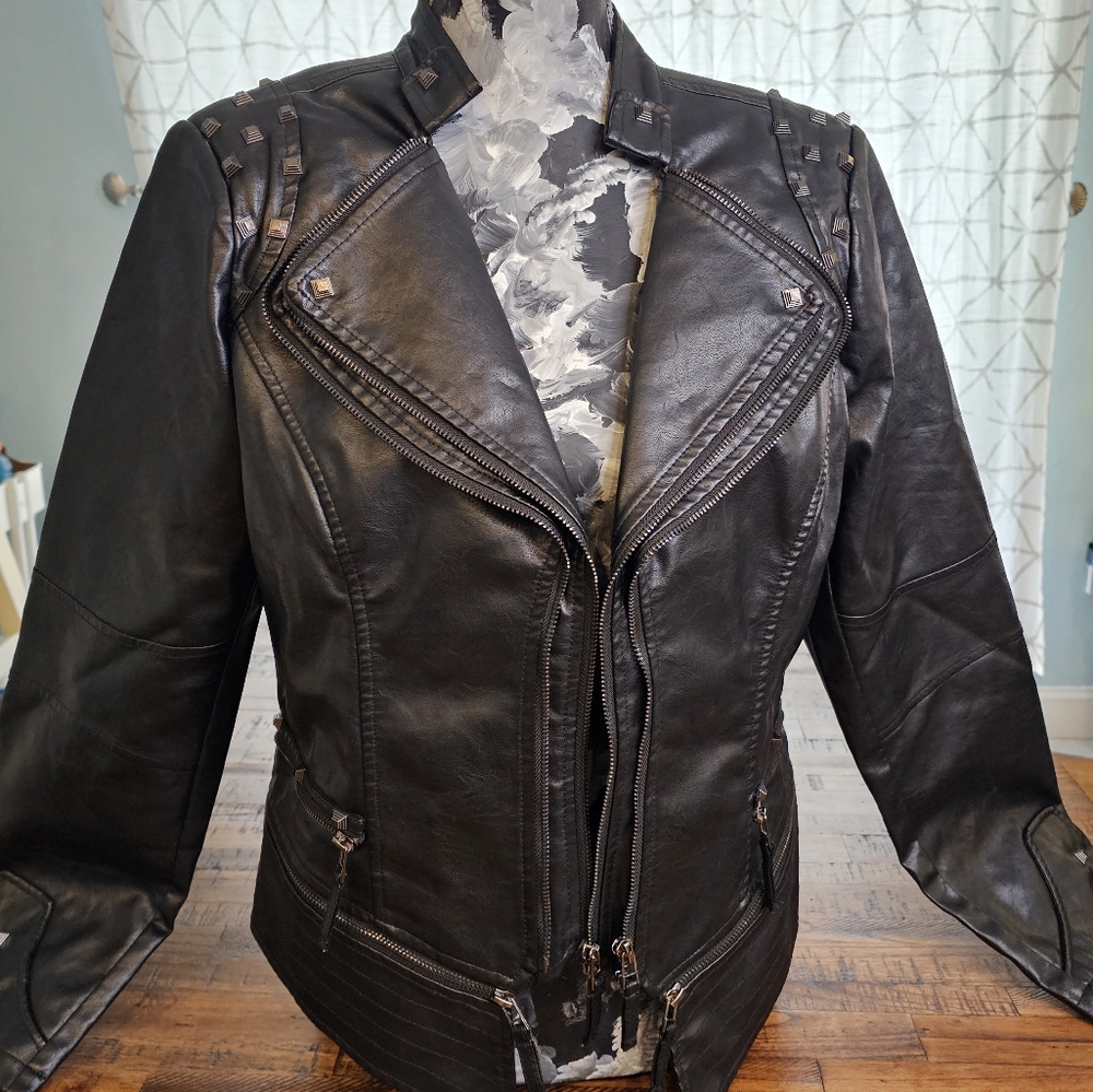 Faux leather biker jacket